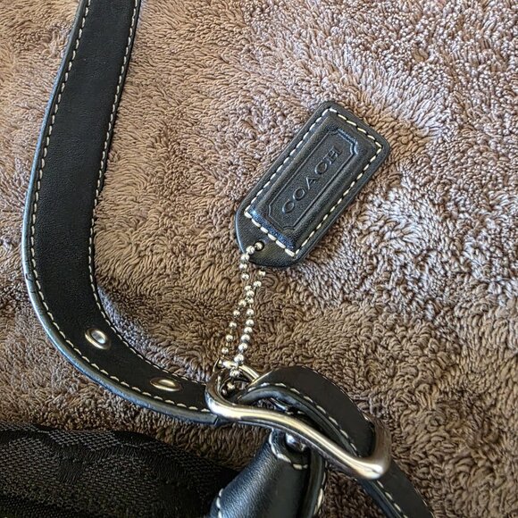 Coach Signature Black Jacquard Demi Shoulder Bag 6044 Leather Y2K Small Purse - Picture 7 of 16